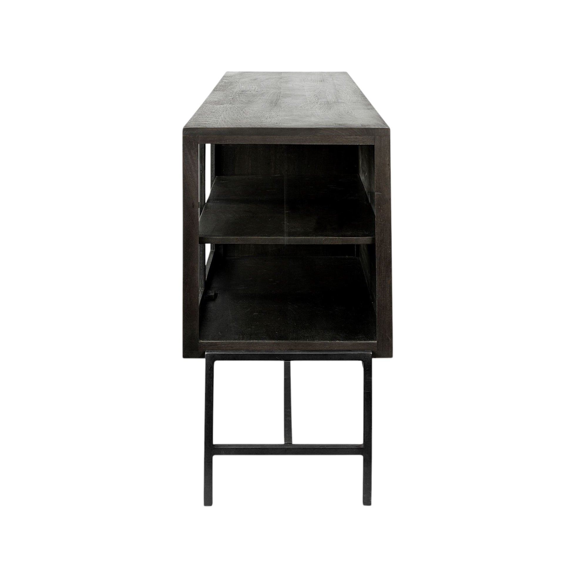 70" Black Solid Wood Sideboard with Four Glass Doors-4