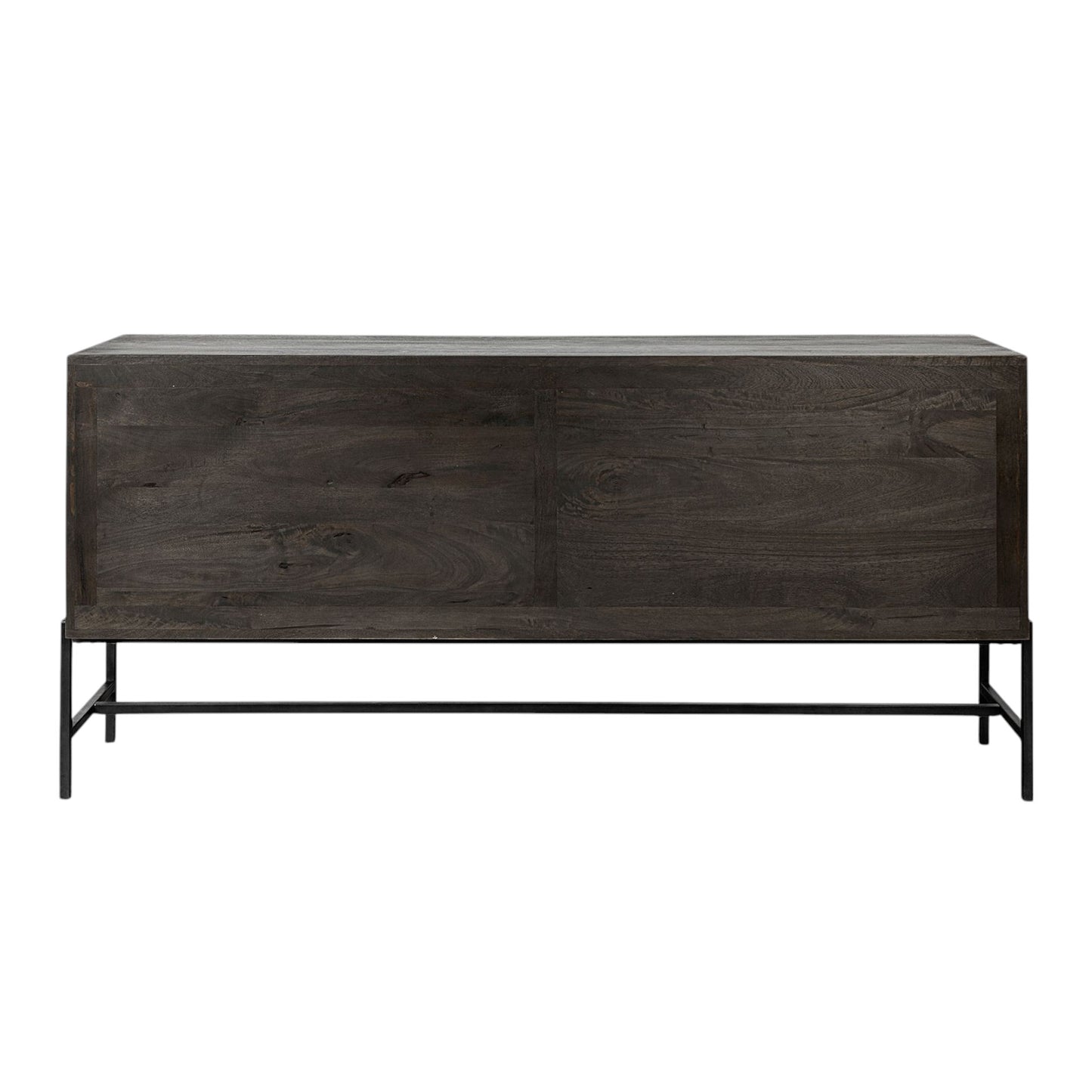 70" Black Solid Wood Sideboard with Four Glass Doors-3