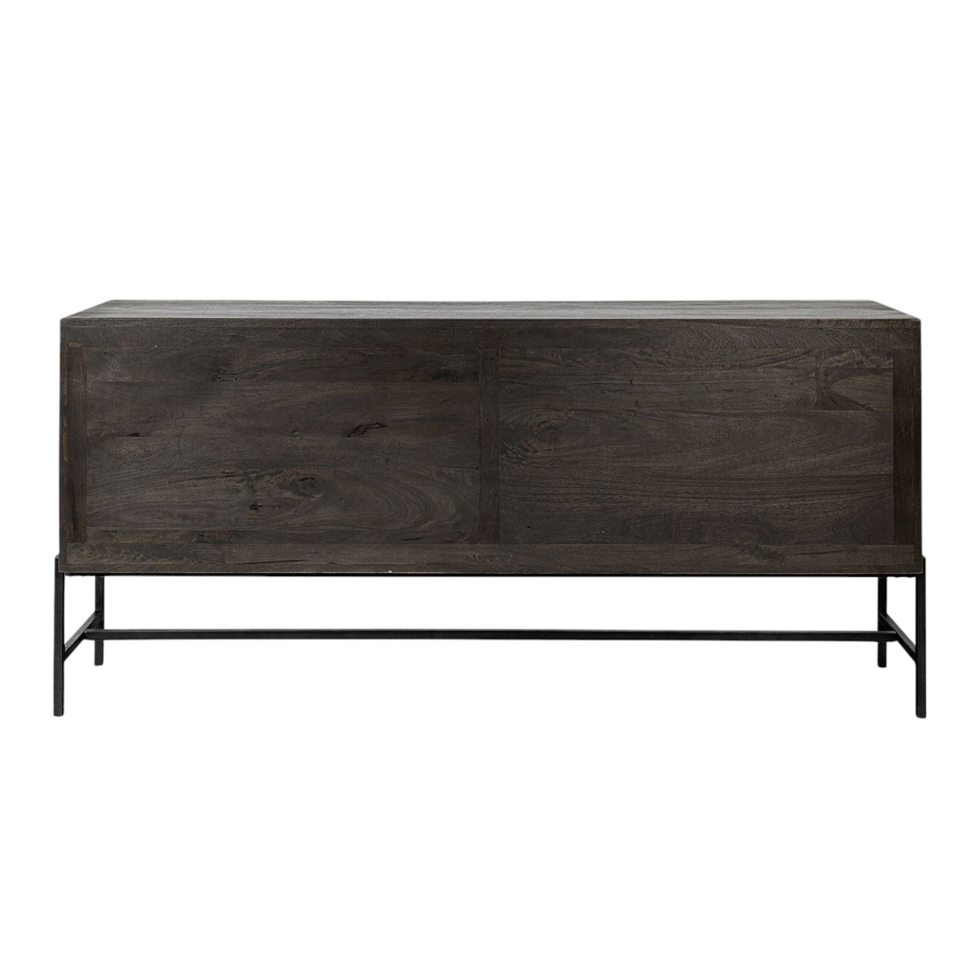 70" Black Solid Wood Sideboard with Four Glass Doors-3