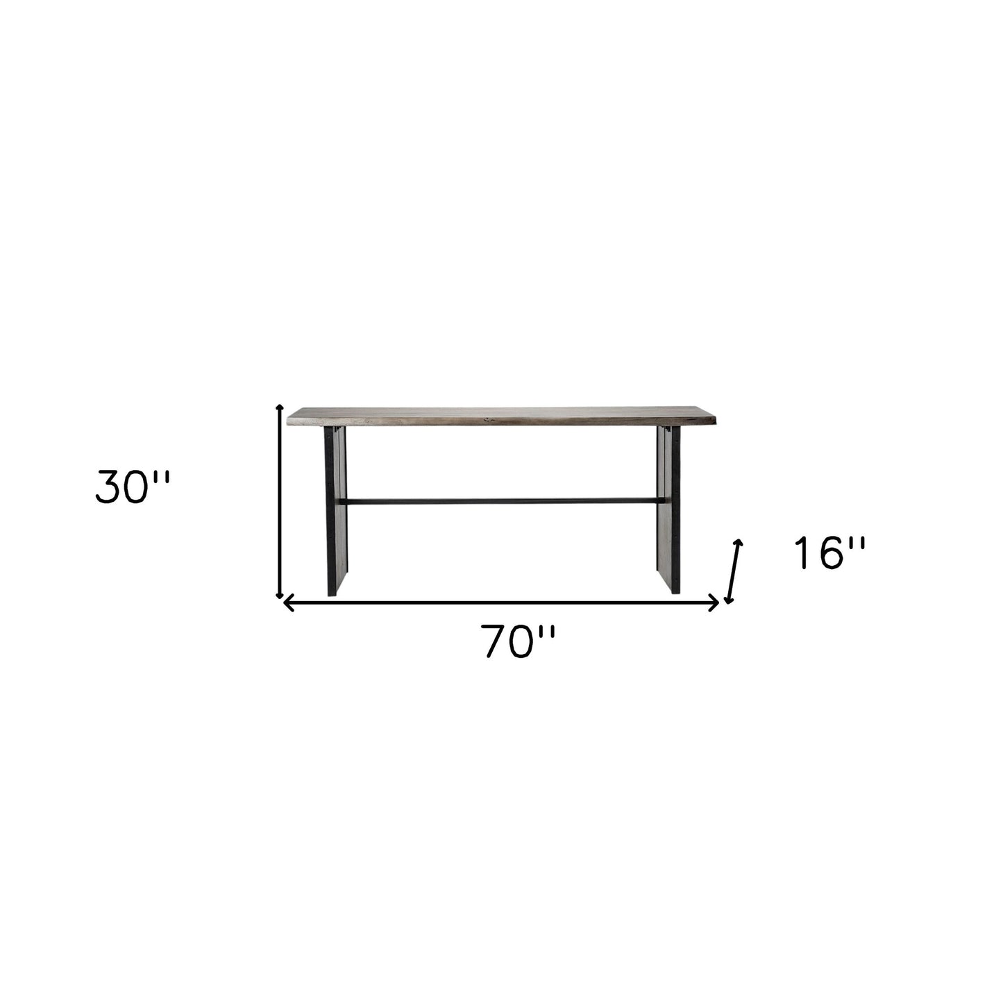 16" Brown Solid Wood Solid Console Table-6