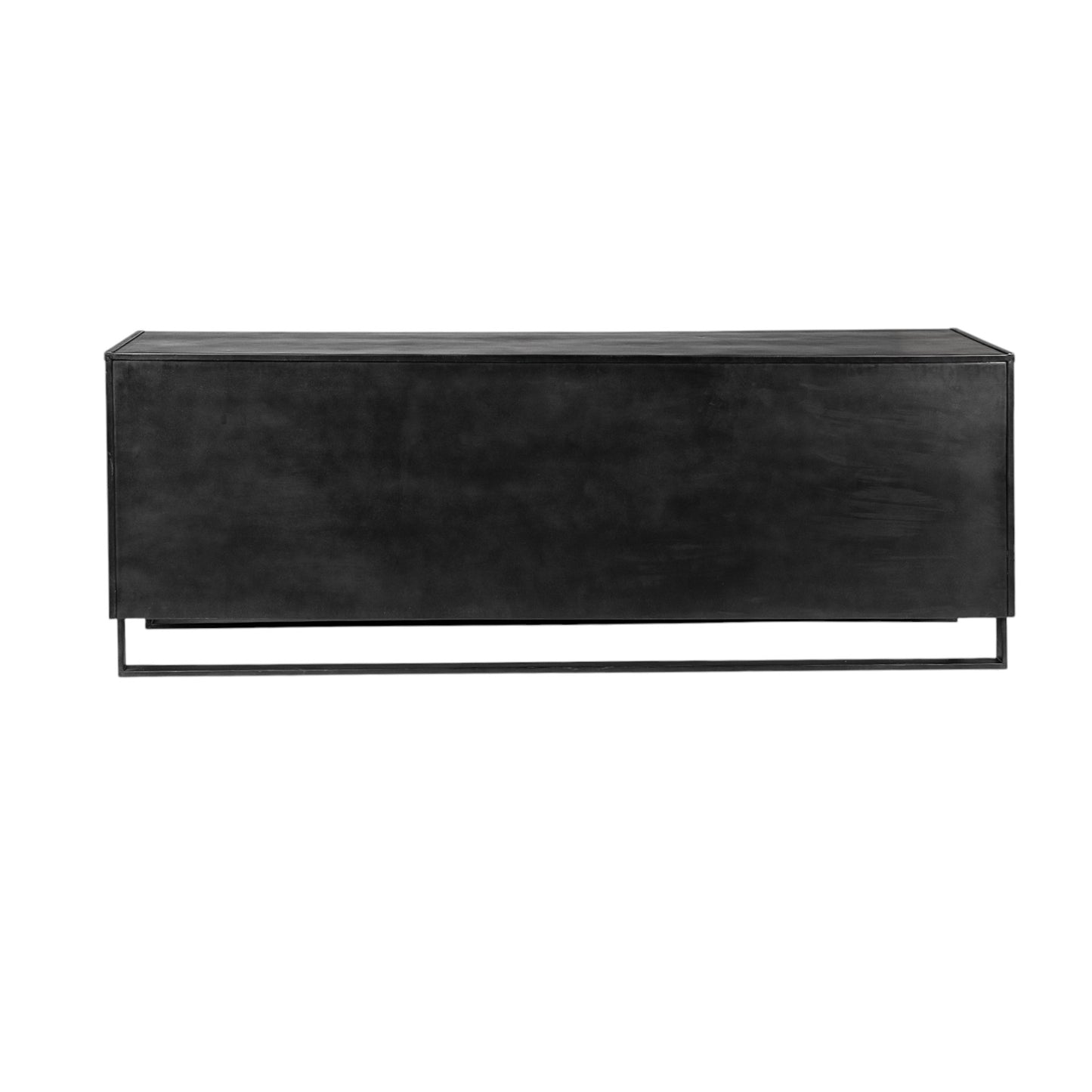 82" Brown and Black Solid Wood Three Drawer Sideboard with Two Doors-4