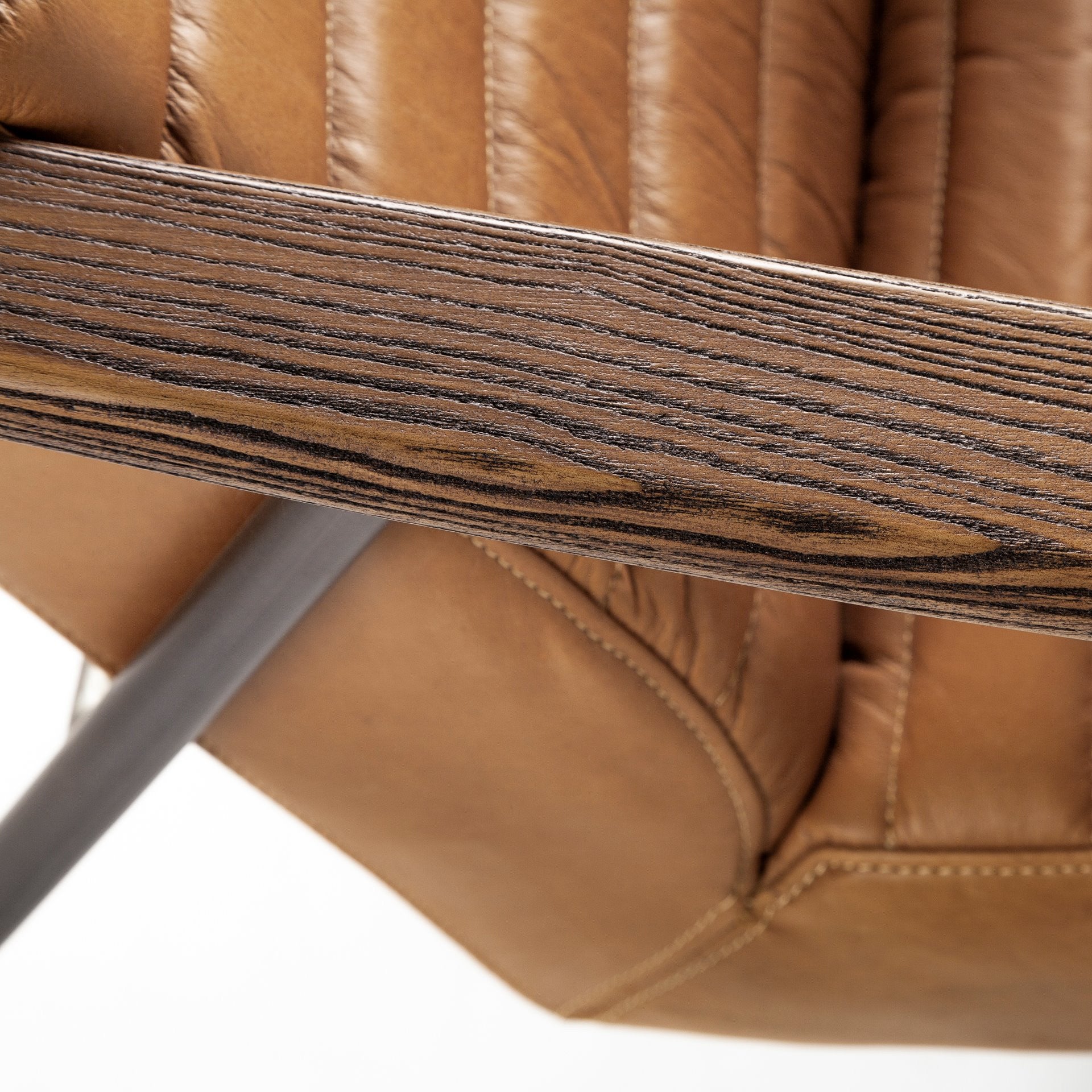 37" Tan and Black Faux Leather Tufted Lounge Chair-6