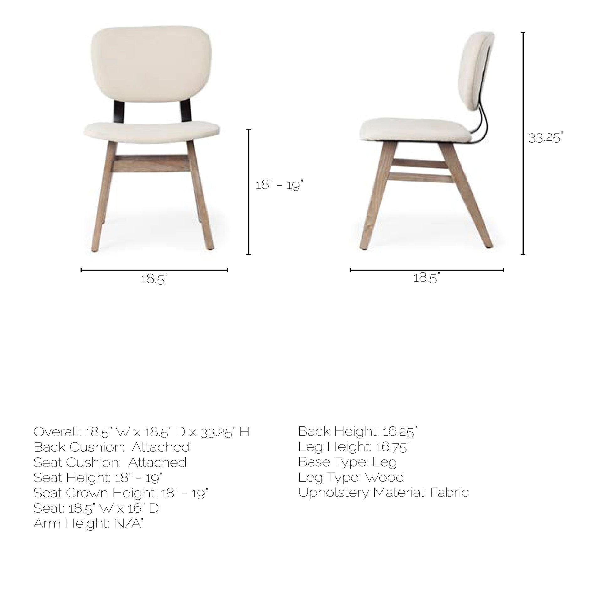 Set Of Two Cream And Brown Upholstered Fabric Open Back Side Chairs-7