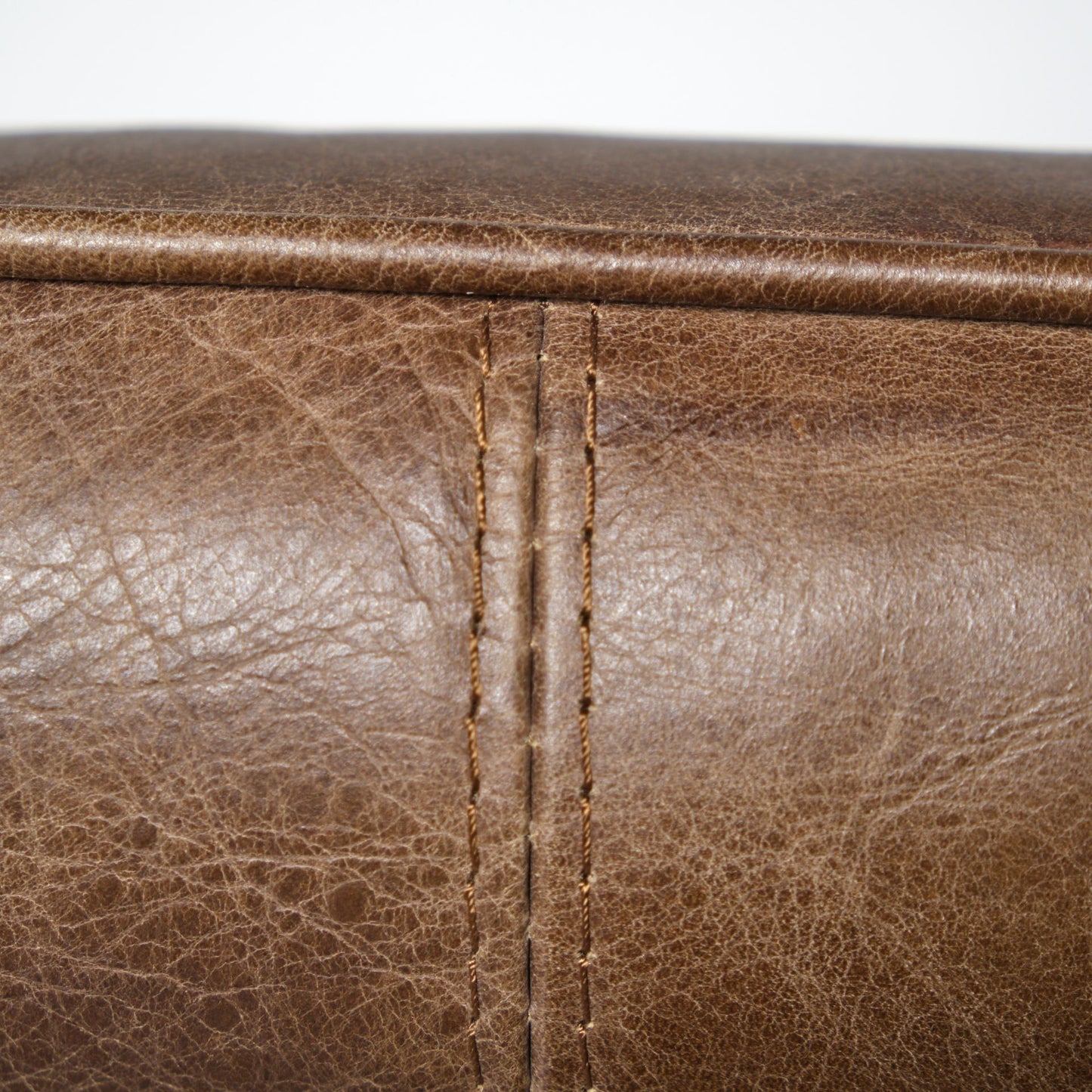 34" Brown and Black Top Grain Leather Distressed Slipper Chair-8