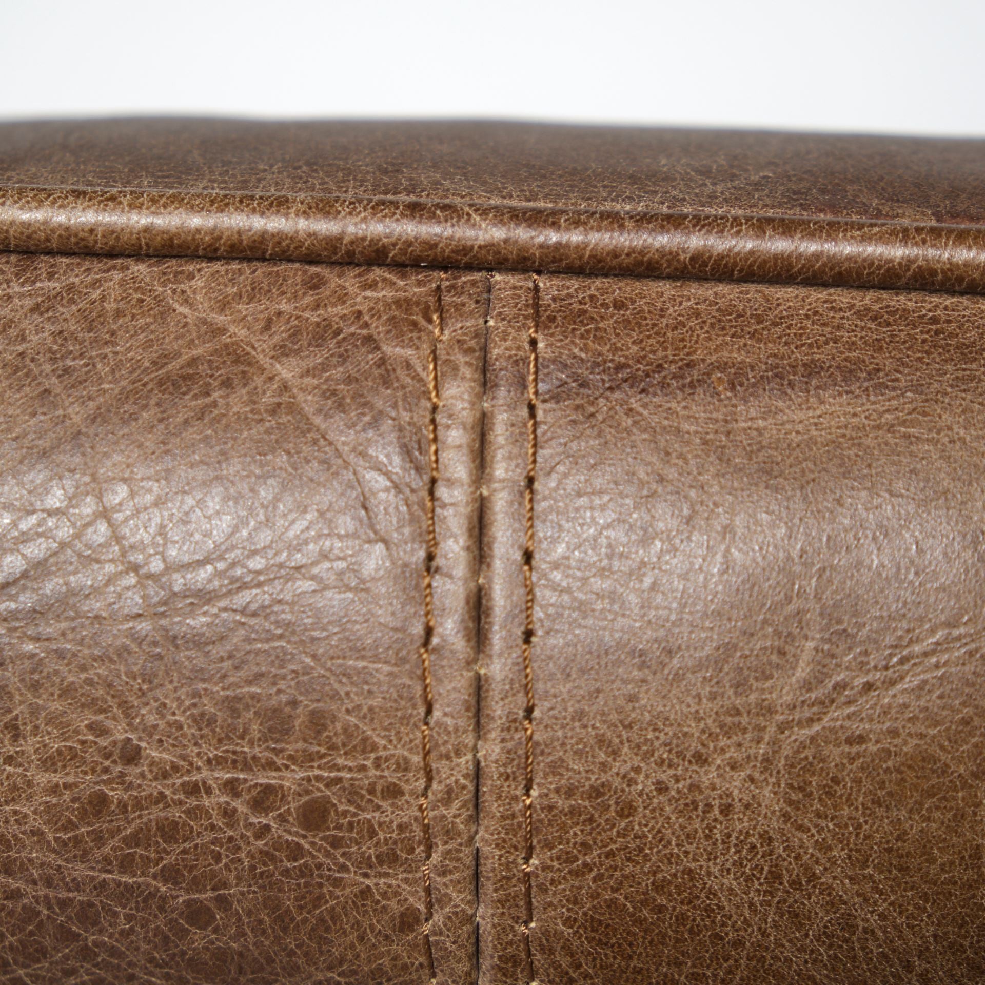 34" Brown and Black Top Grain Leather Distressed Slipper Chair-8