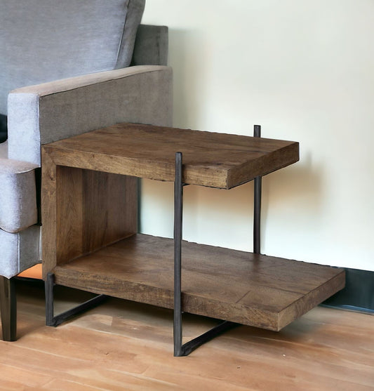 22" Brown Solid Wood Square End Table-1