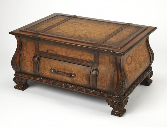 38" Brown Wood Coffee Table With Drawer-0