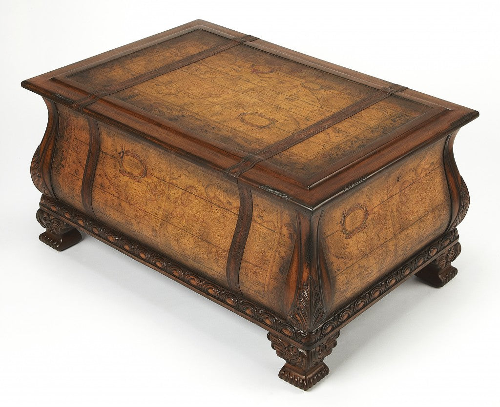 38" Brown Wood Coffee Table With Drawer-1