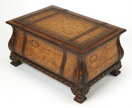 38" Brown Wood Coffee Table With Drawer-1