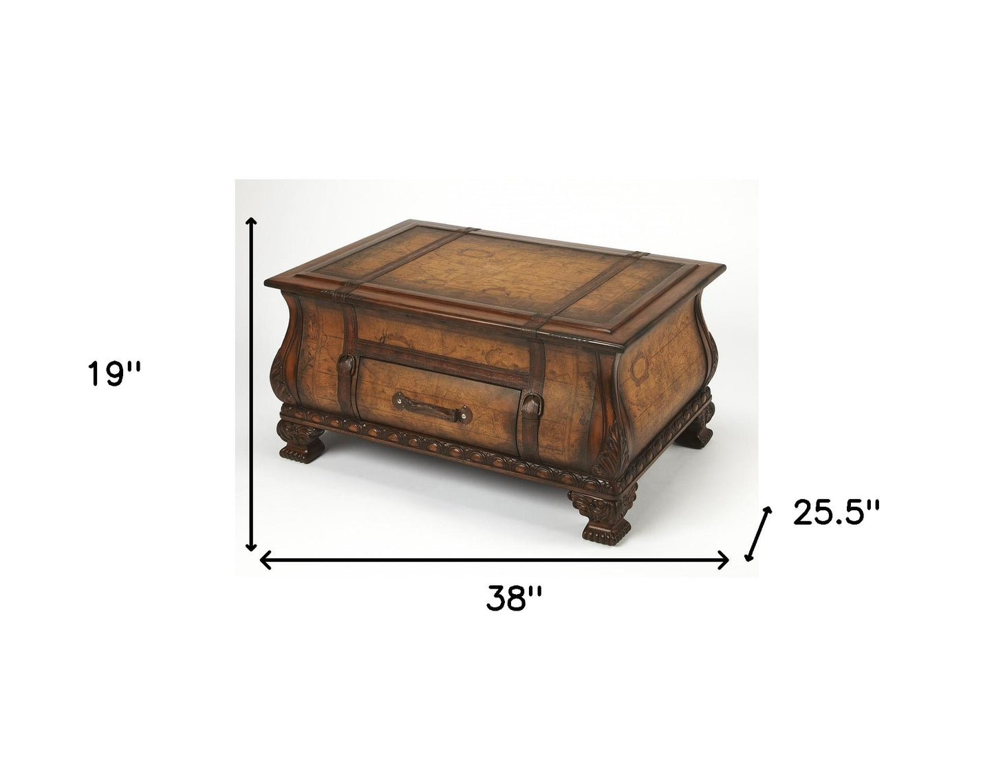 38" Brown Wood Coffee Table With Drawer-5