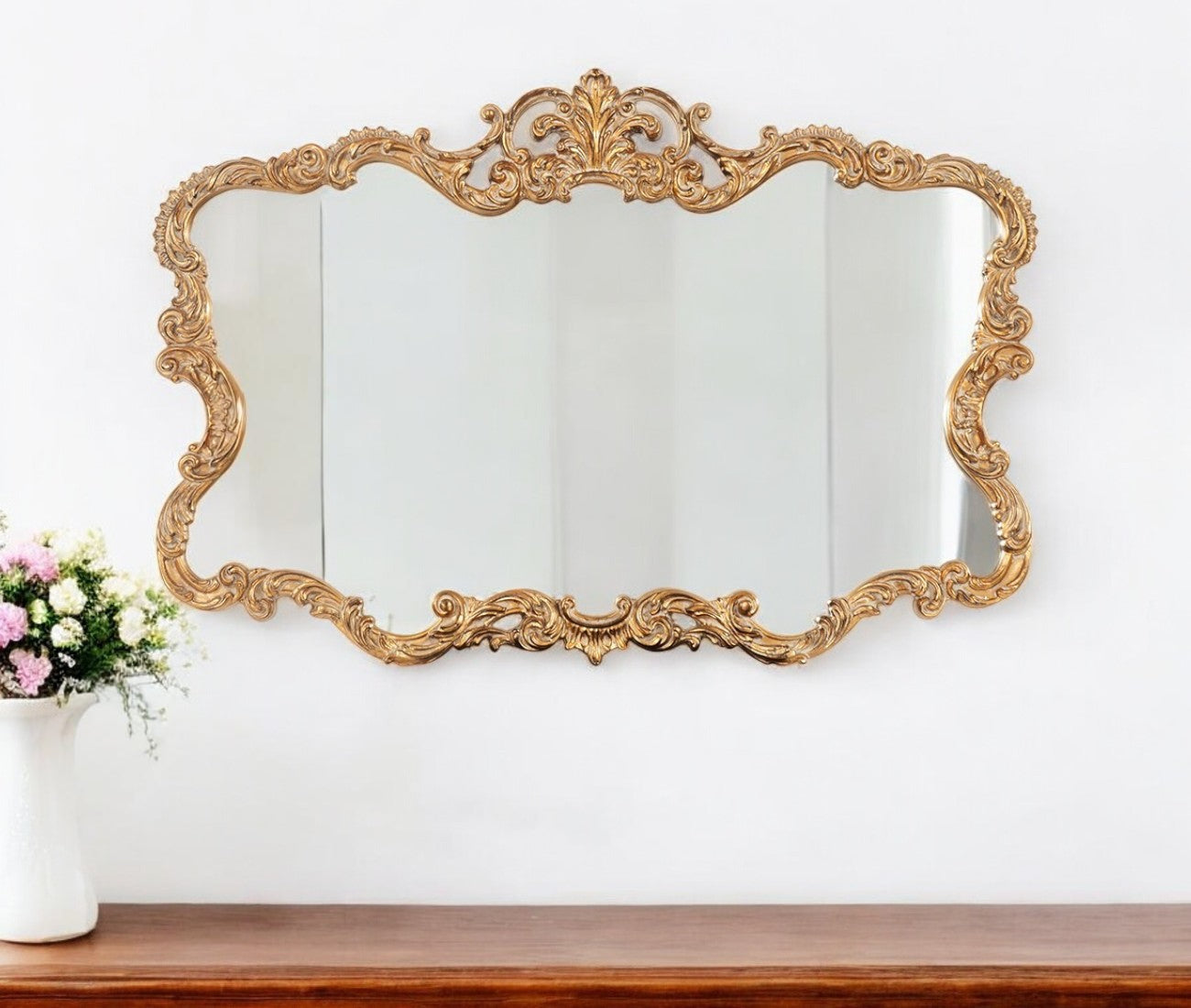 27" Gold Ornate Scroll Framed Accent Mirror-0