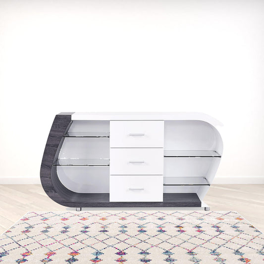 White And Grey Multi Tone Buffet With 3 Drawers-1
