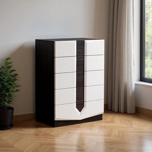 White And Grey Chest With 5 Drawer-0