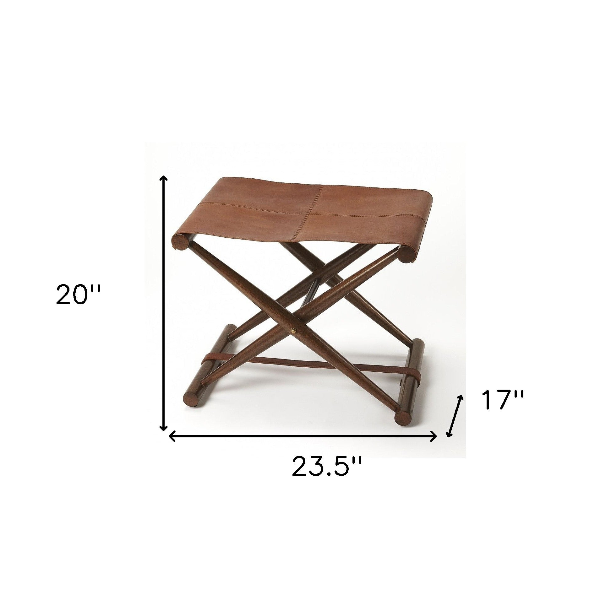 24" Brown Faux Leather Ottoman-8