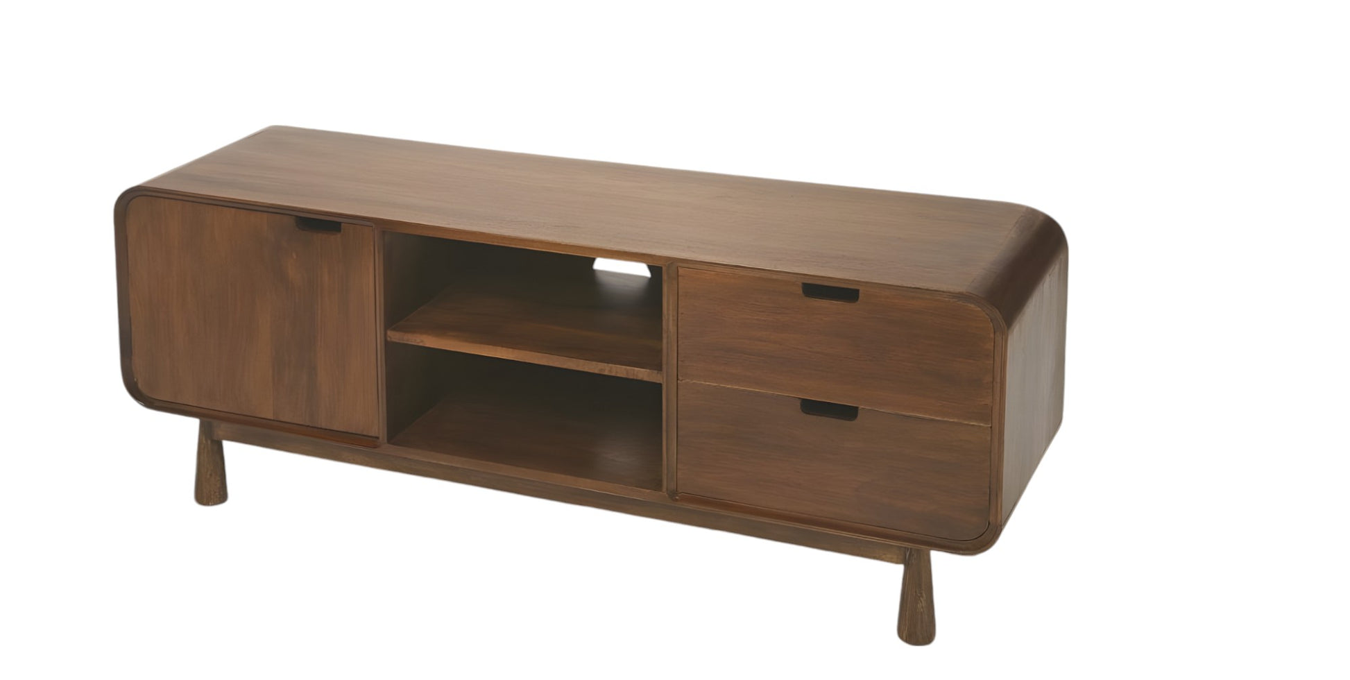50" Brown Solid Wood Enclosed and Open Storage TV Stand-3