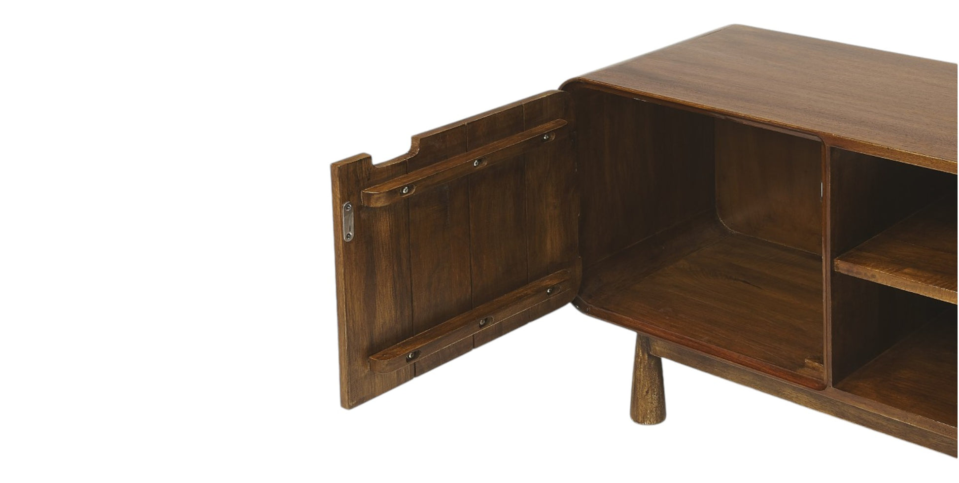 50" Brown Solid Wood Enclosed and Open Storage TV Stand-5