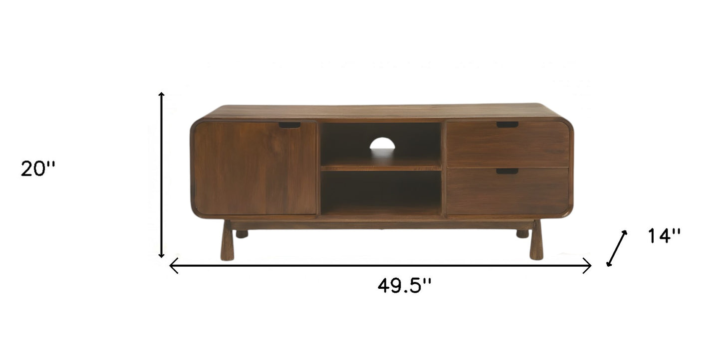 50" Brown Solid Wood Enclosed and Open Storage TV Stand-6