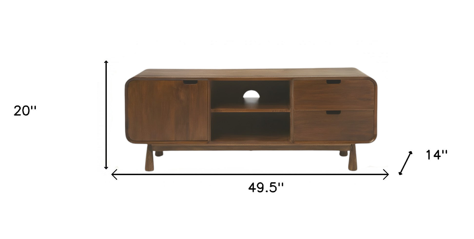 50" Brown Solid Wood Enclosed and Open Storage TV Stand-6