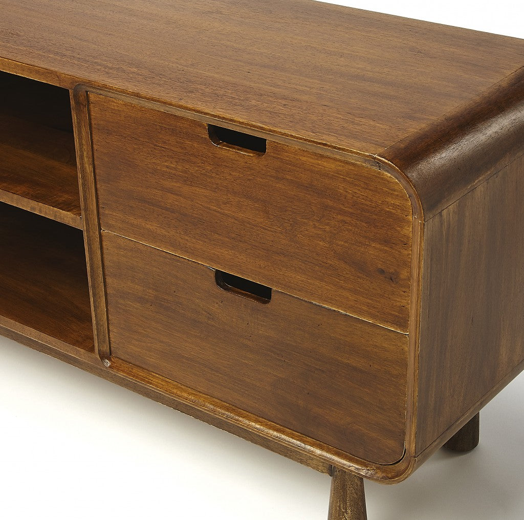 50" Brown Solid Wood Enclosed and Open Storage TV Stand-8