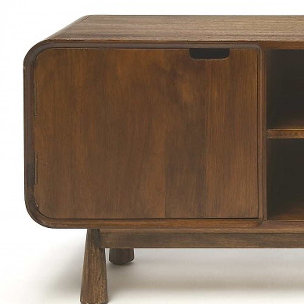 50" Brown Solid Wood Enclosed and Open Storage TV Stand-7