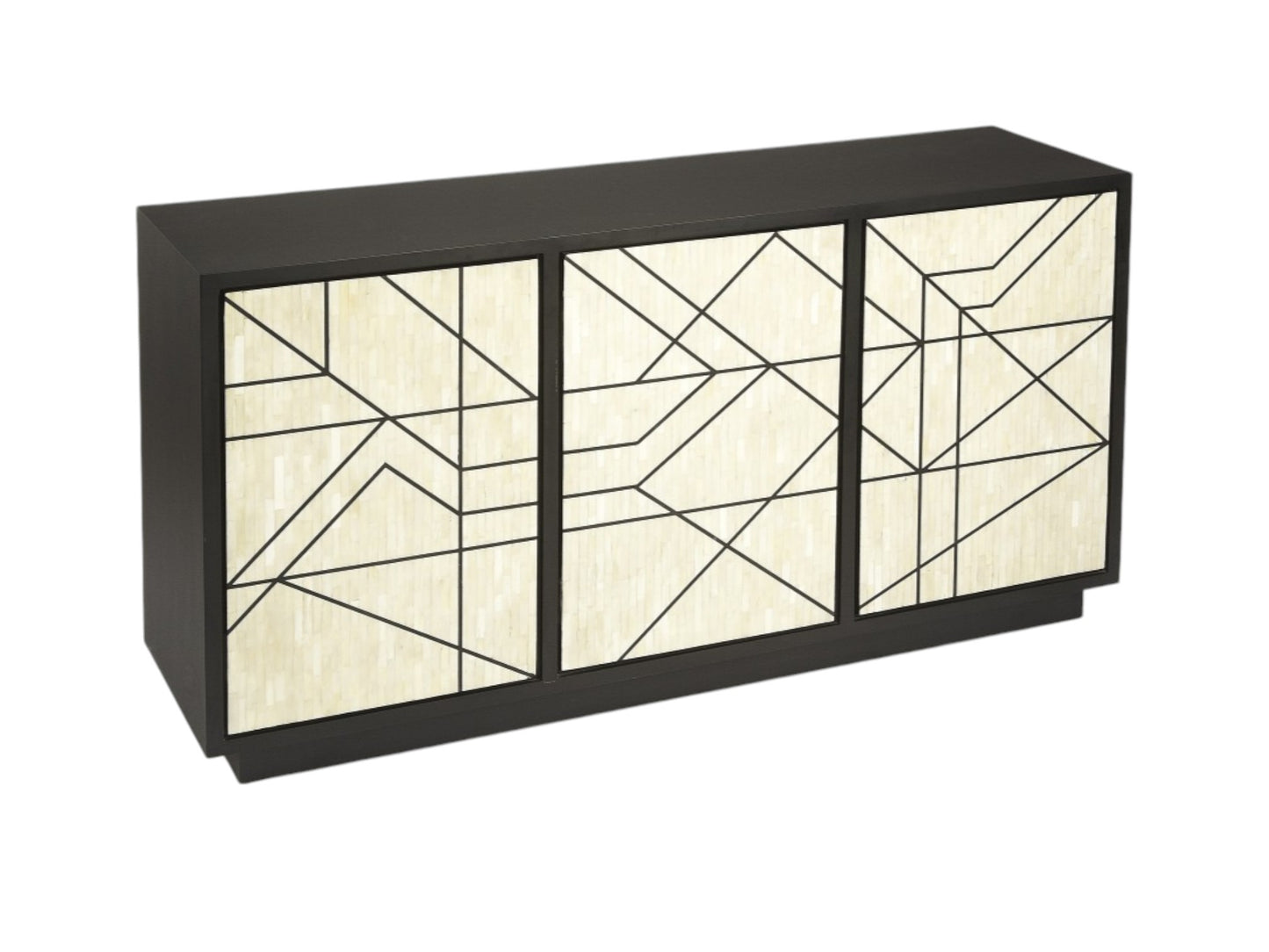 59" Natural and Black Sideboard with Three Doors-2