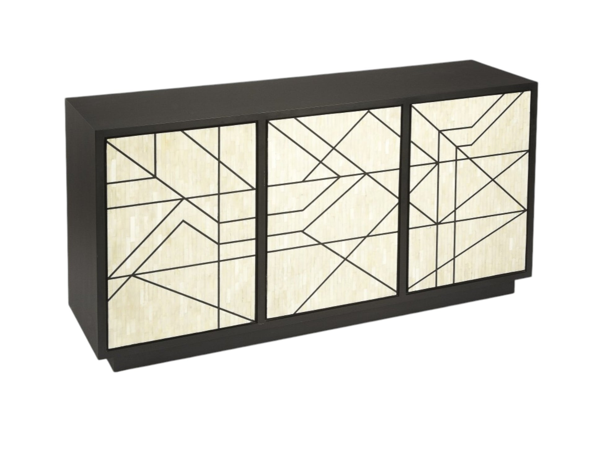 59" Natural and Black Sideboard with Three Doors-2