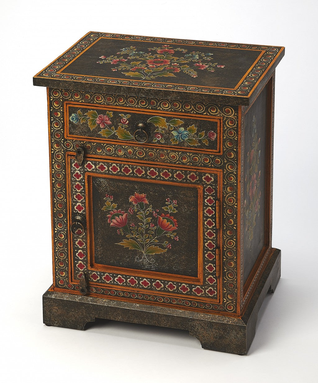 18" Dark Brown Solid Wood Frame Accent Cabinet With Two Drawers-4