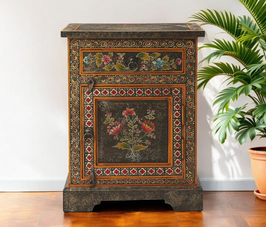 18" Dark Brown Solid Wood Frame Accent Cabinet With Two Drawers-0