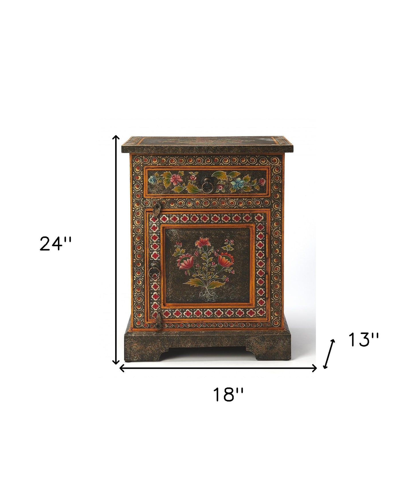 18" Dark Brown Solid Wood Frame Accent Cabinet With Two Drawers-8
