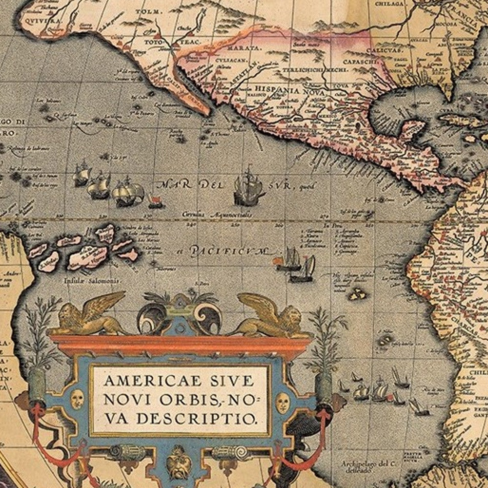 Vintage 1598 Map Of The Americas Unframed Print Wall Art-3