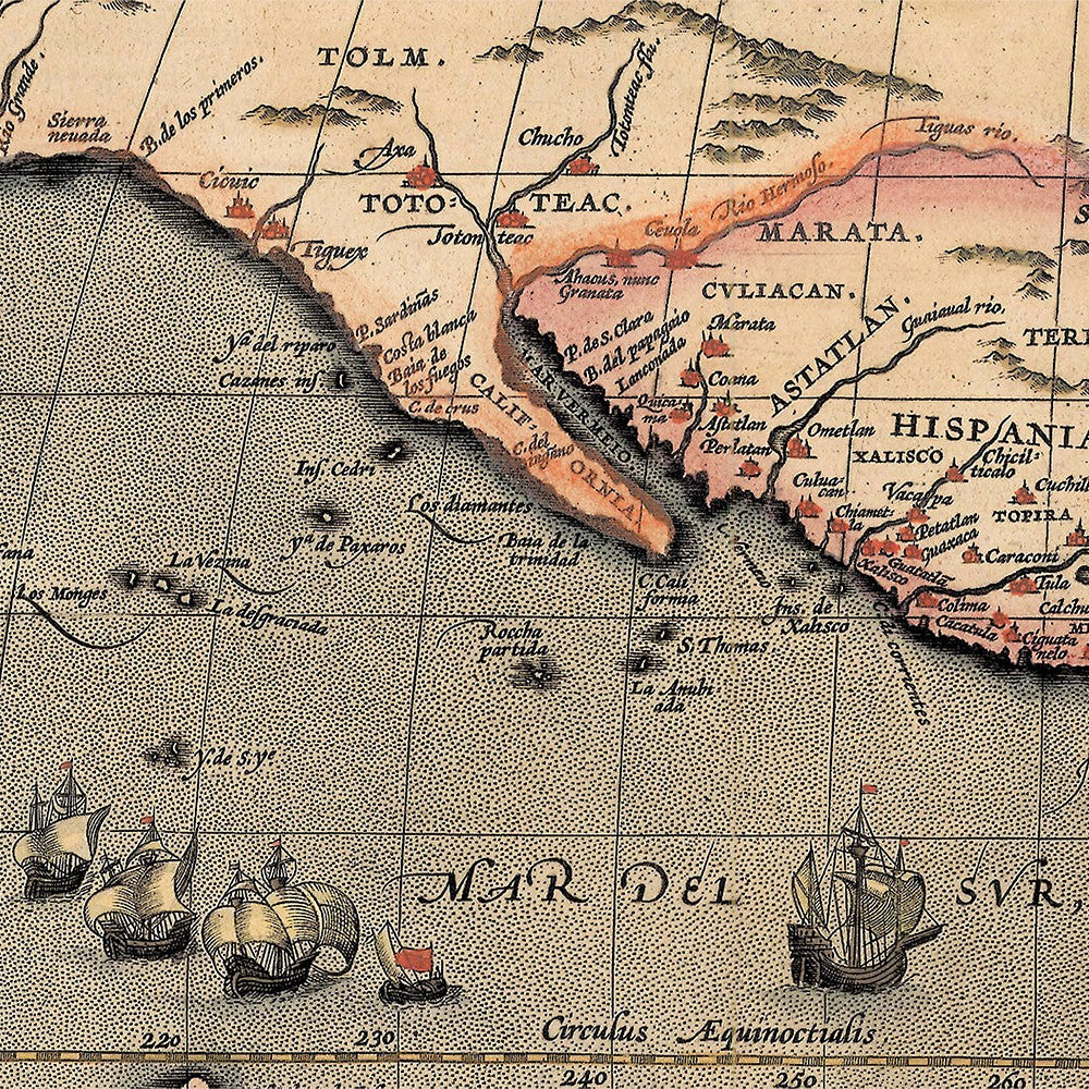 Vintage 1598 Map Of The Americas Unframed Print Wall Art-2