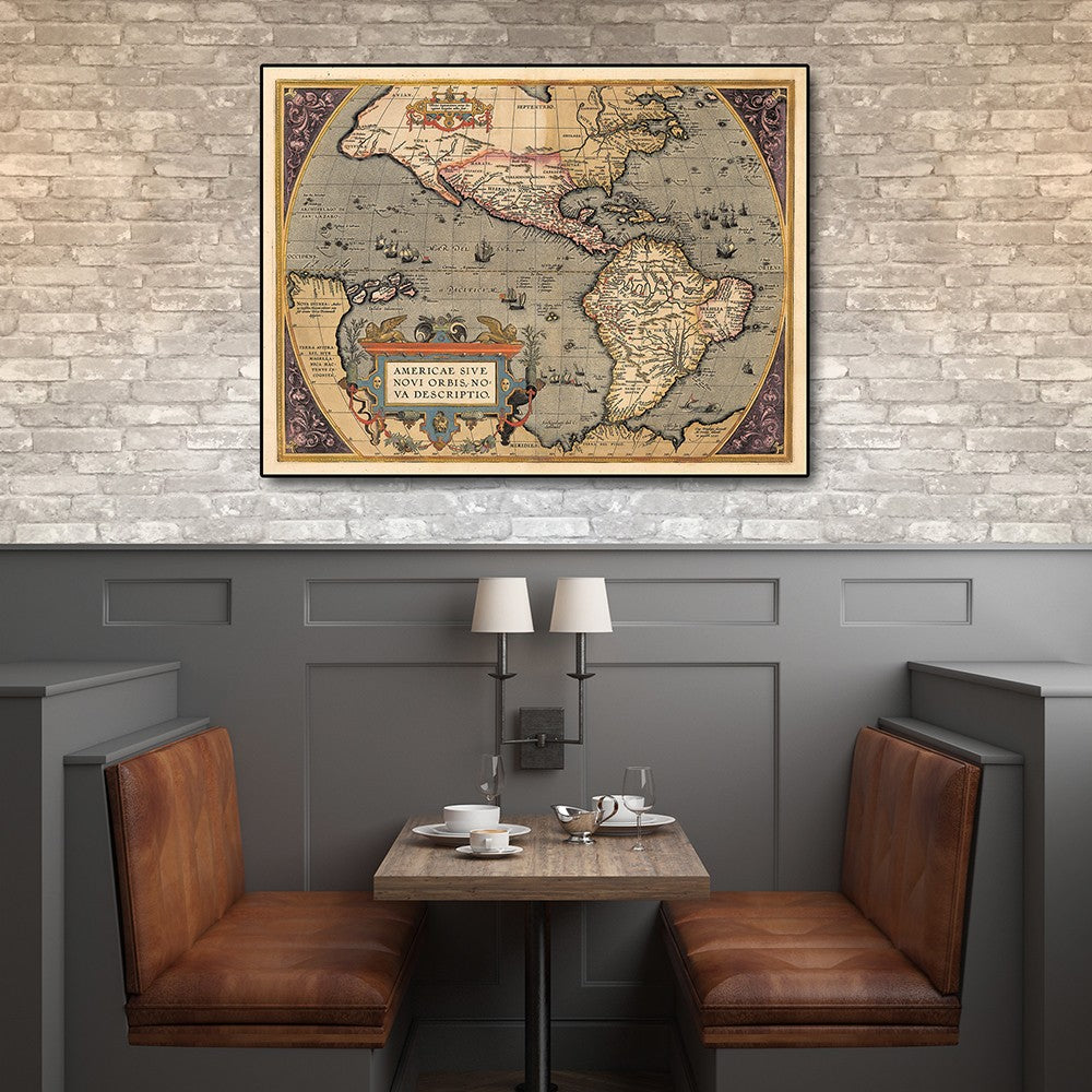 Vintage 1598 Map Of The Americas Unframed Print Wall Art-5