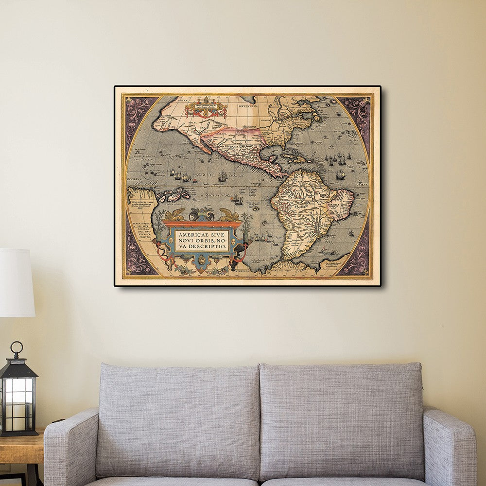 Vintage 1598 Map Of The Americas Unframed Print Wall Art-6