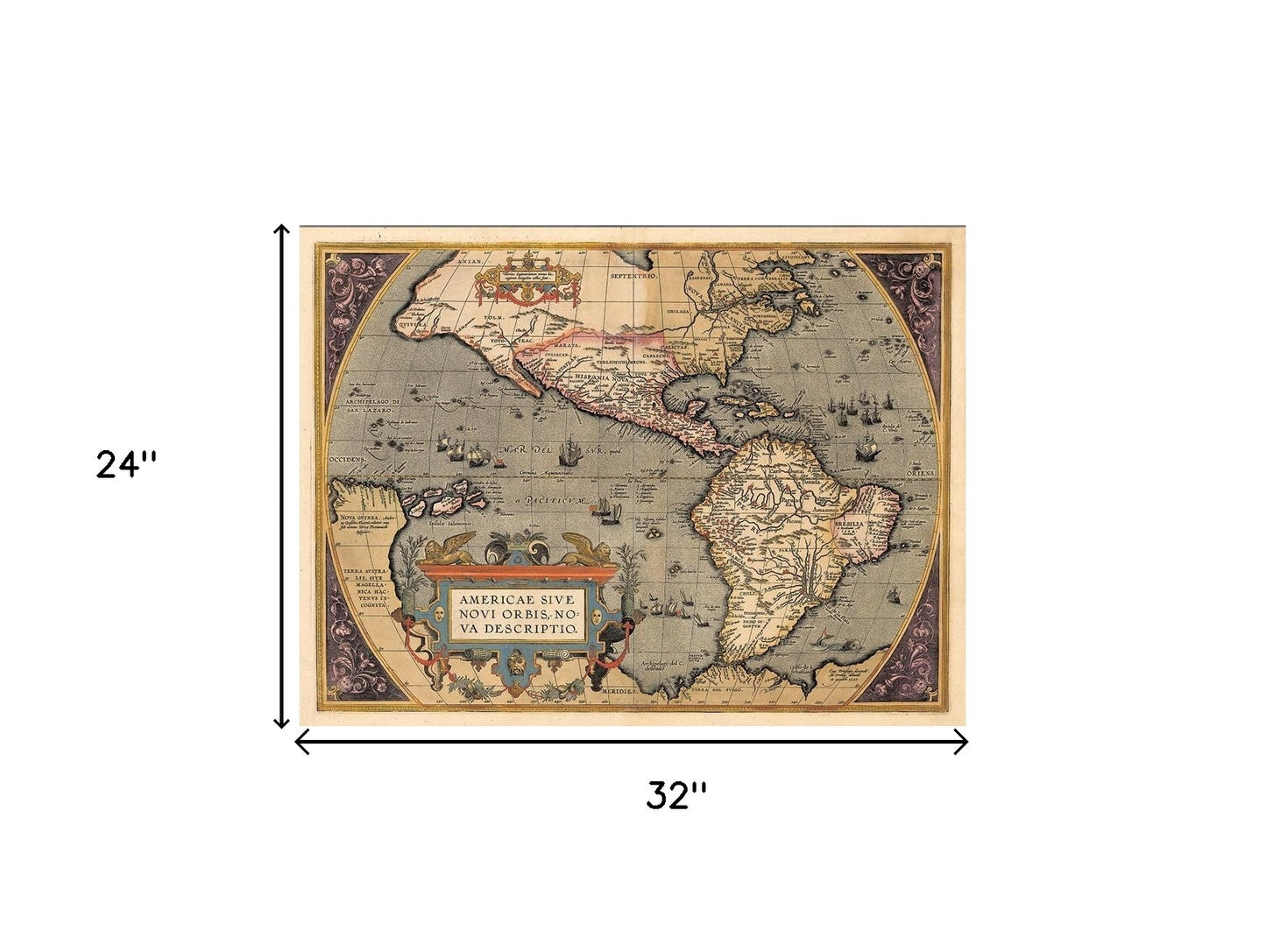 Vintage 1598 Map Of The Americas Unframed Print Wall Art-7