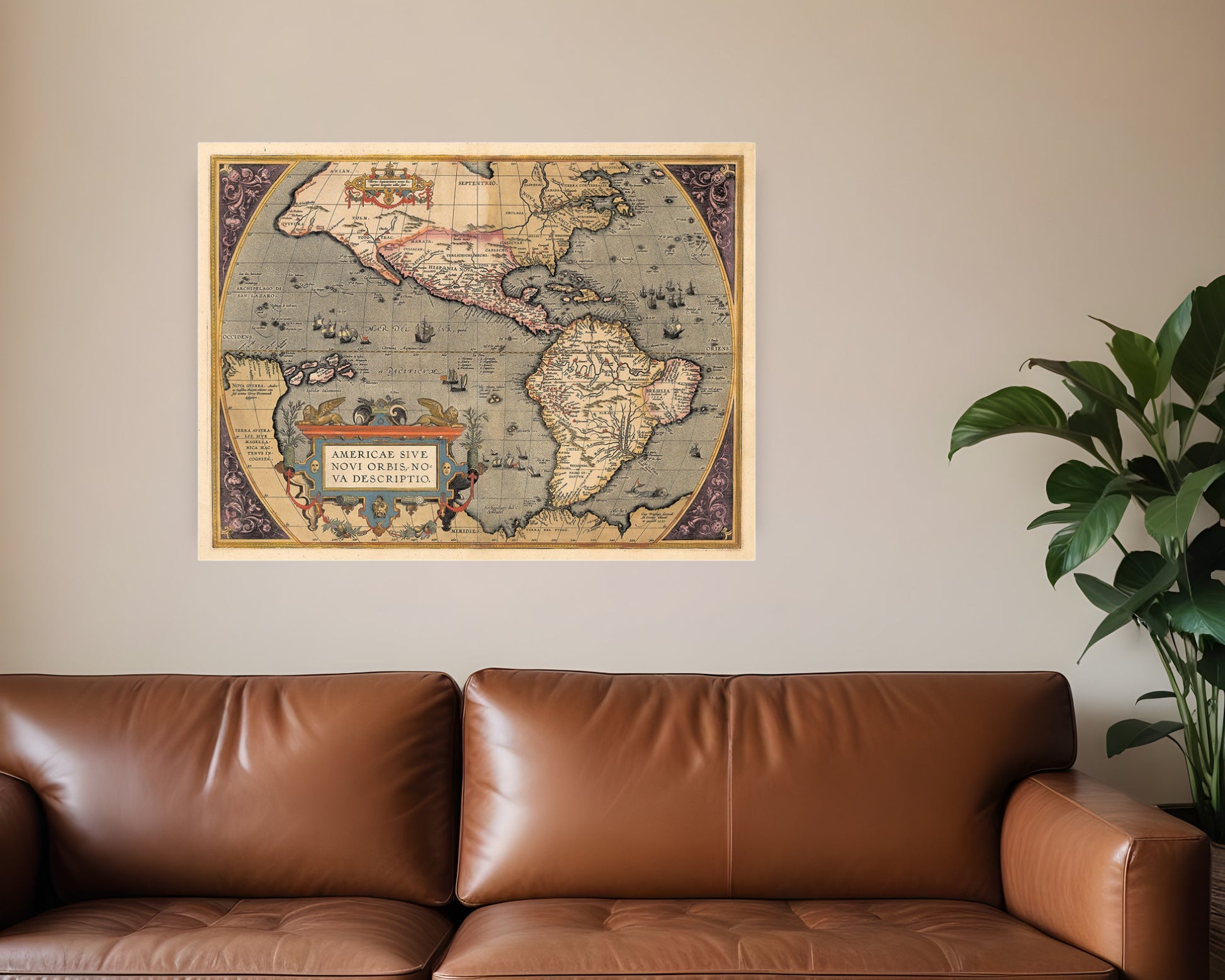 Vintage 1598 Map Of The Americas Unframed Print Wall Art-1