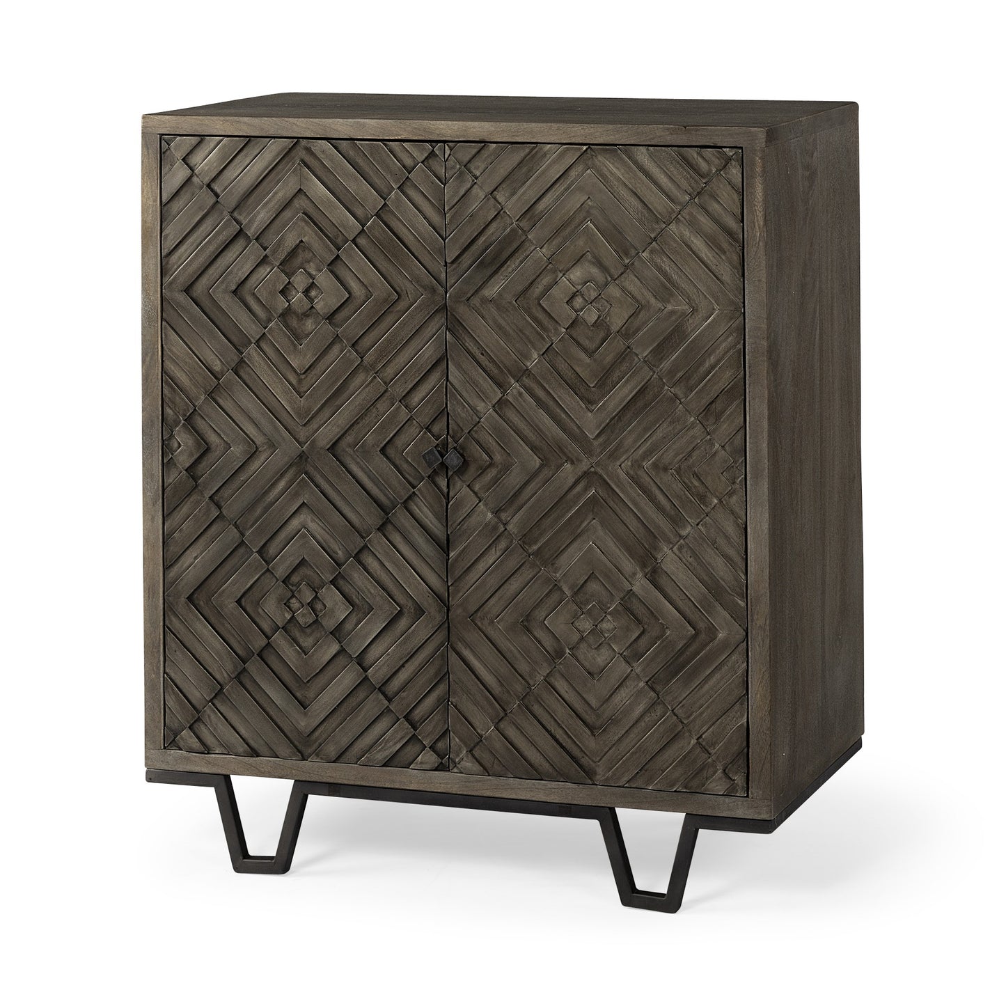 16" Black and Dark Brown Accent Cabinet With One Shelf-0