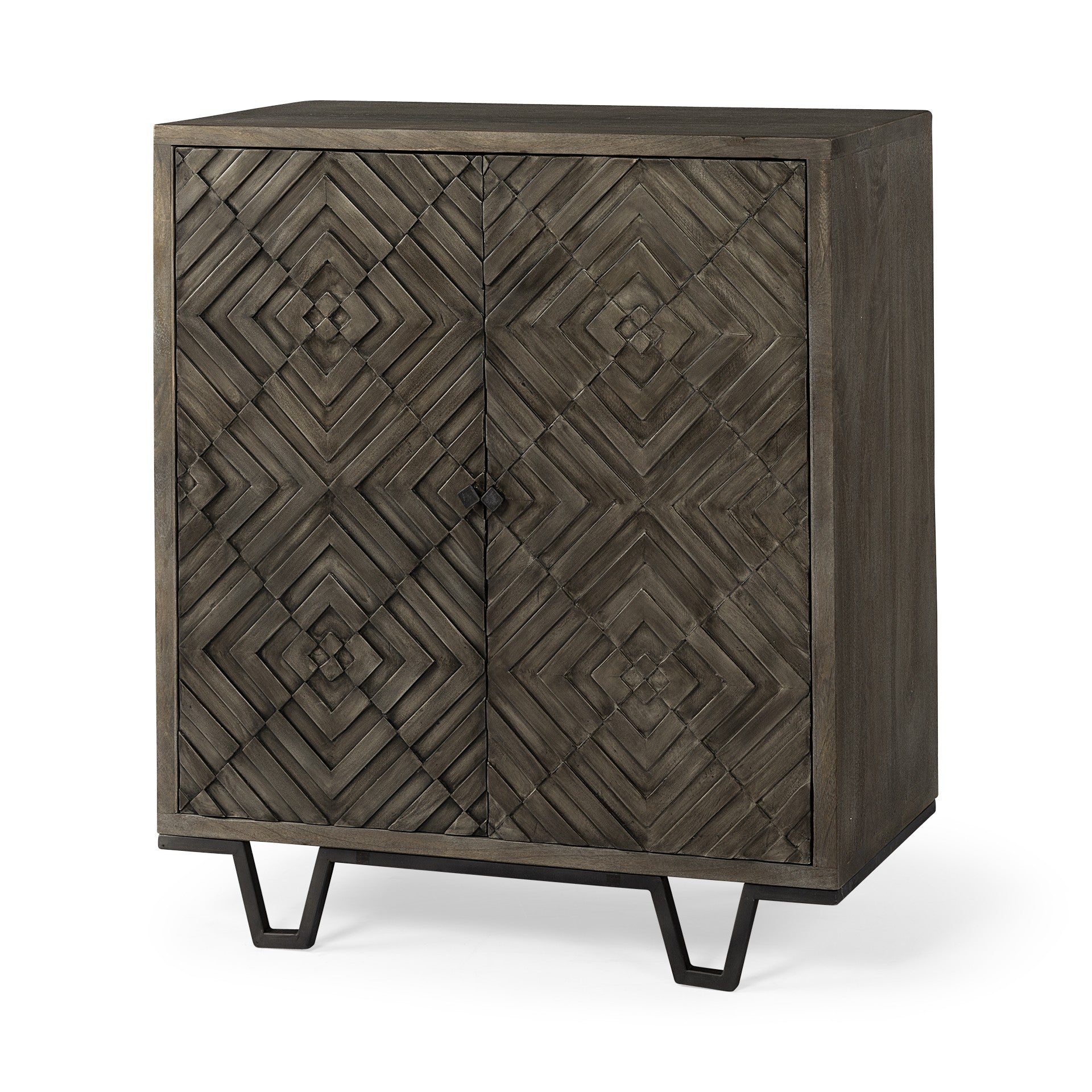 16" Black and Dark Brown Accent Cabinet With One Shelf-0