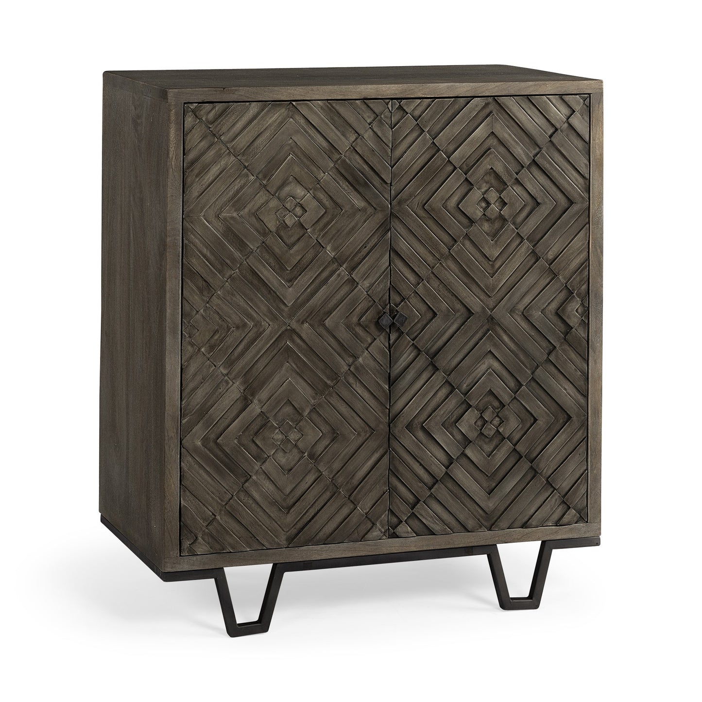 16" Black and Dark Brown Accent Cabinet With One Shelf-2