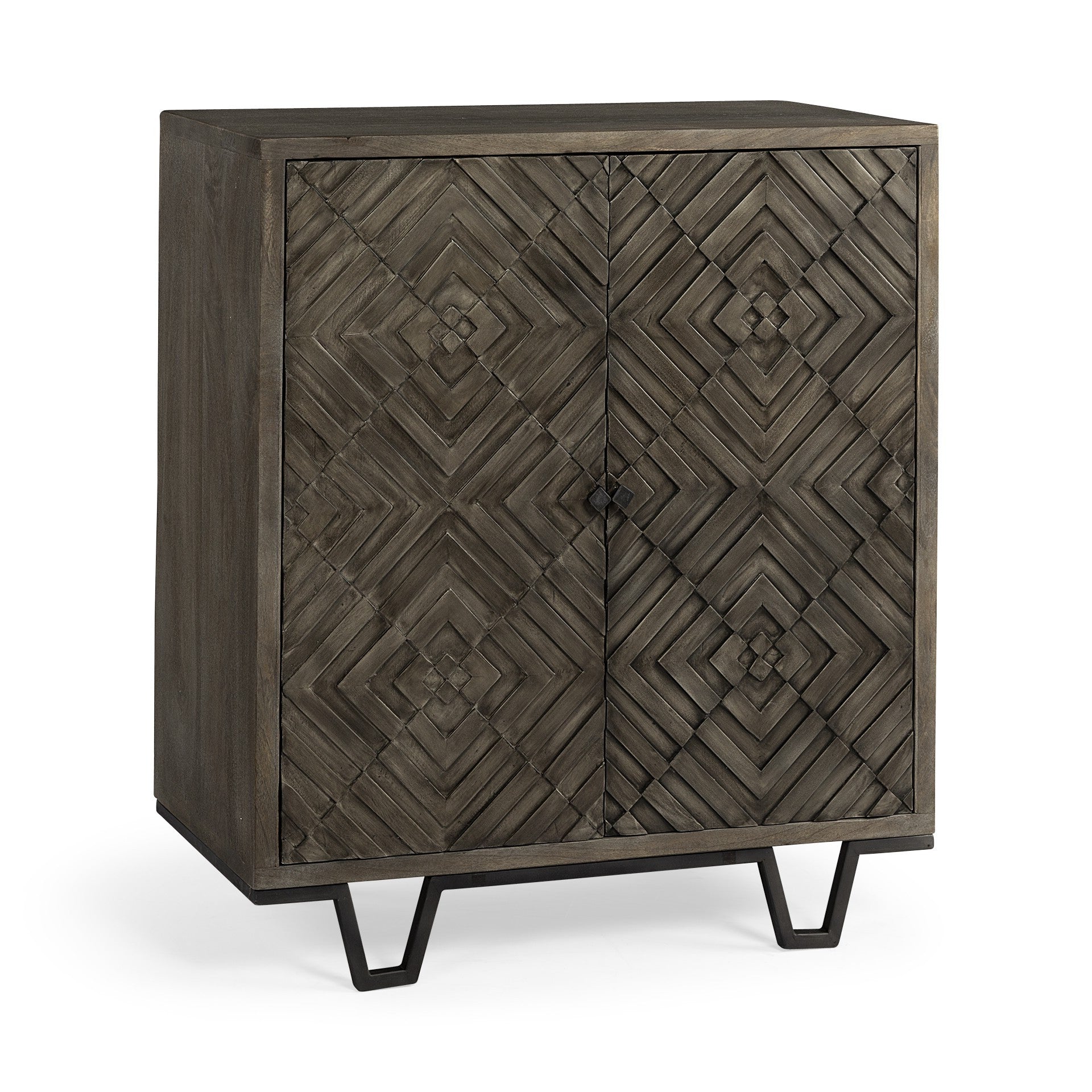 16" Black and Dark Brown Accent Cabinet With One Shelf-2