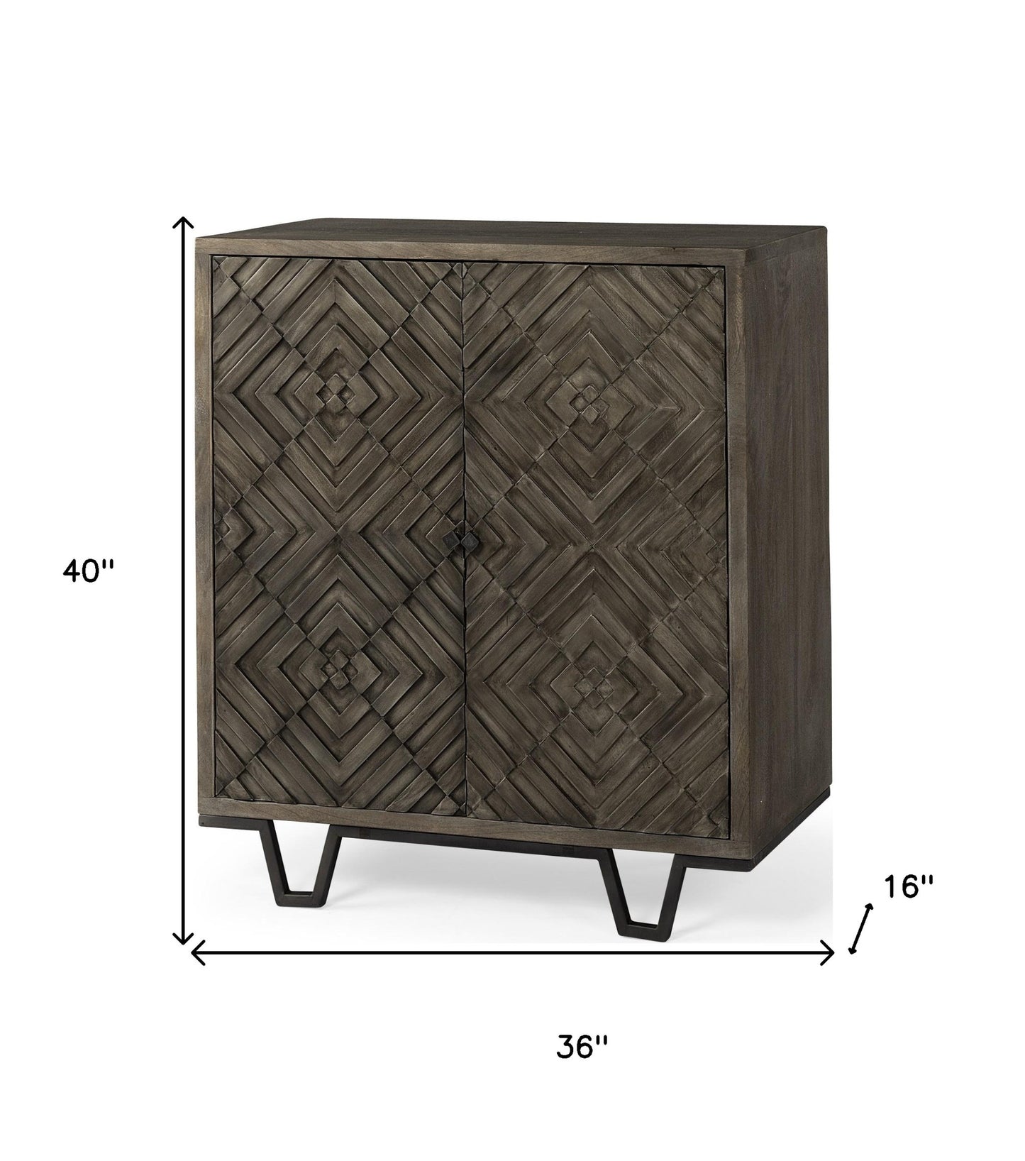 16" Black and Dark Brown Accent Cabinet With One Shelf-4