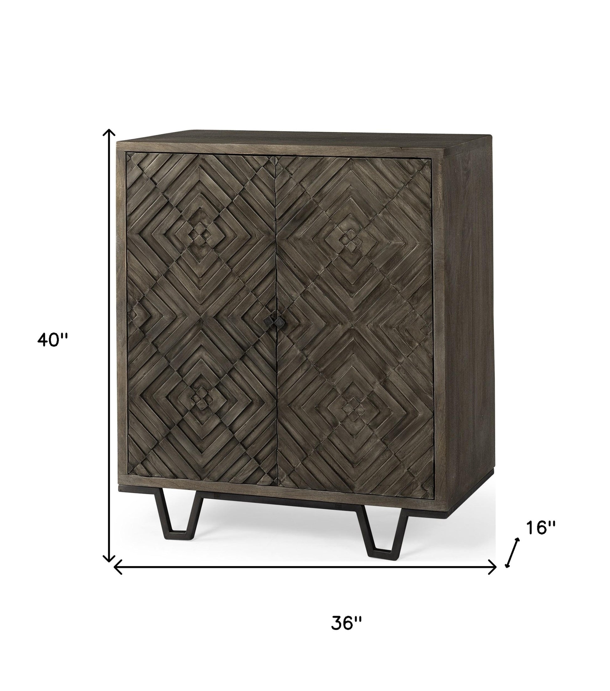 16" Black and Dark Brown Accent Cabinet With One Shelf-4