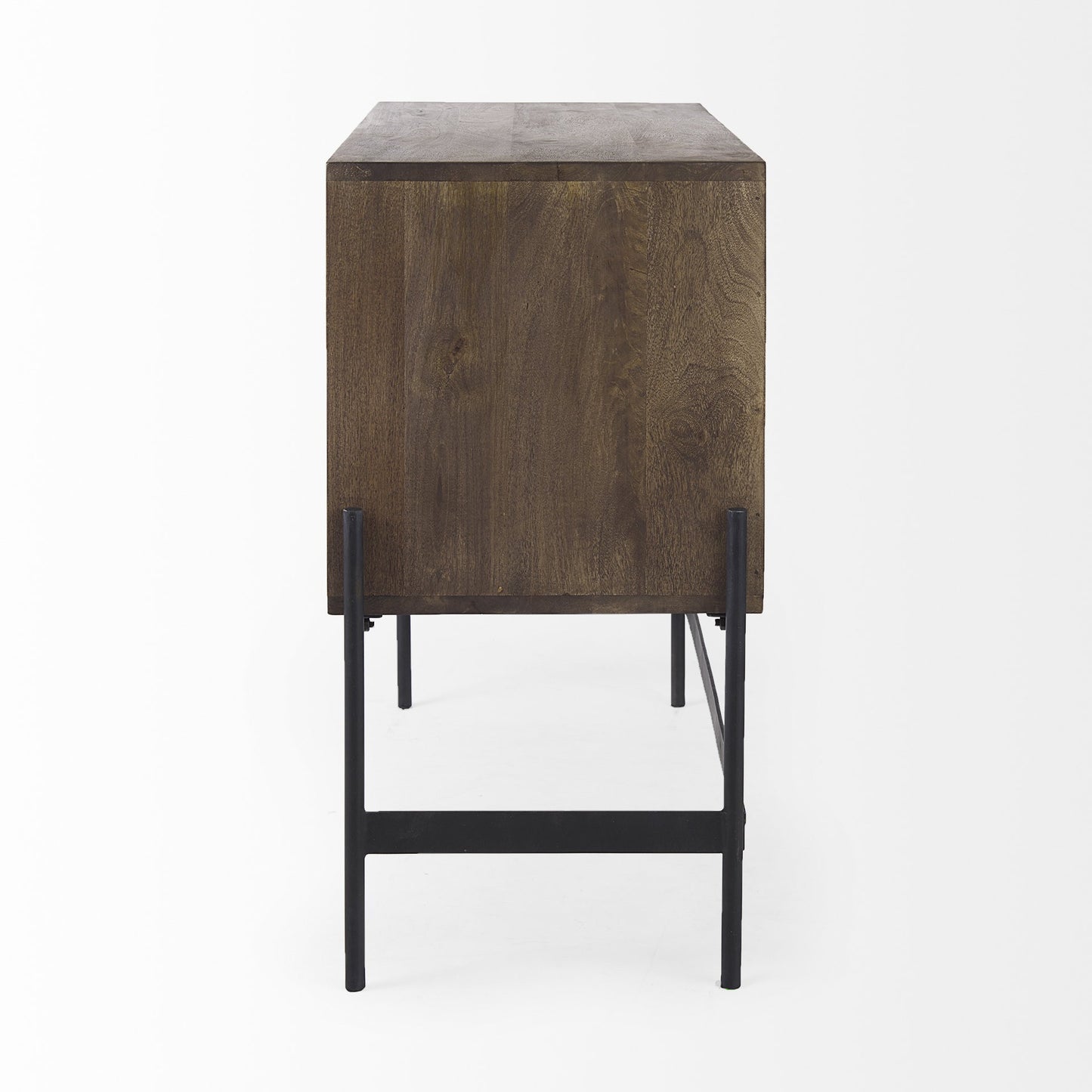Dark Brown Two Door Cabinet With Metal Legs-3