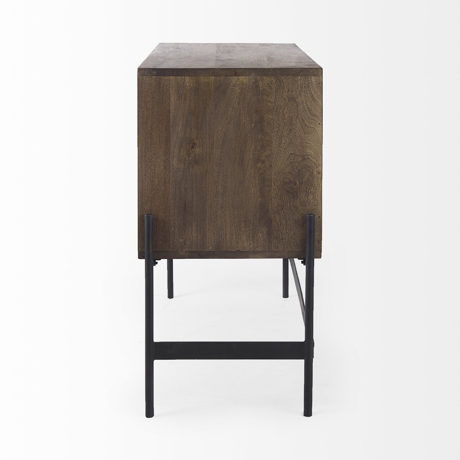 Dark Brown Two Door Cabinet With Metal Legs-3