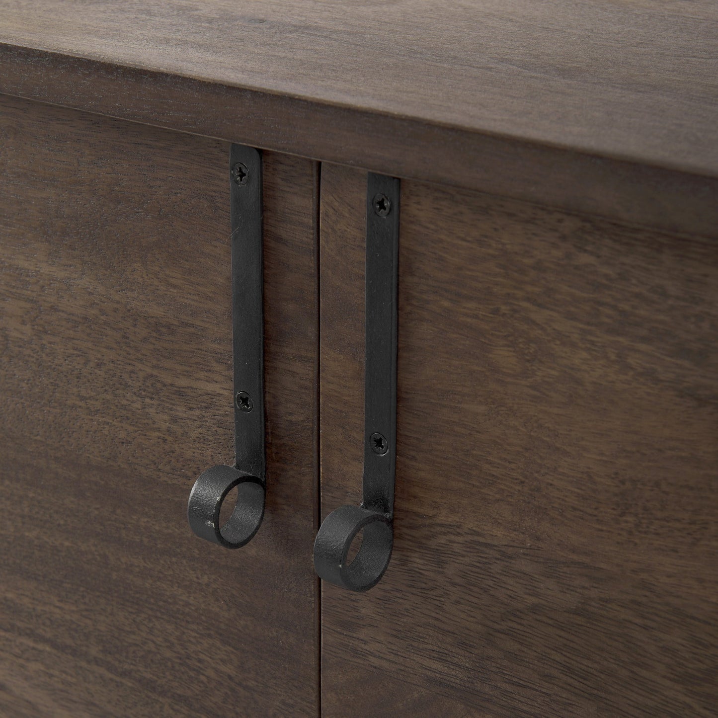 Dark Brown Two Door Cabinet With Metal Legs-6