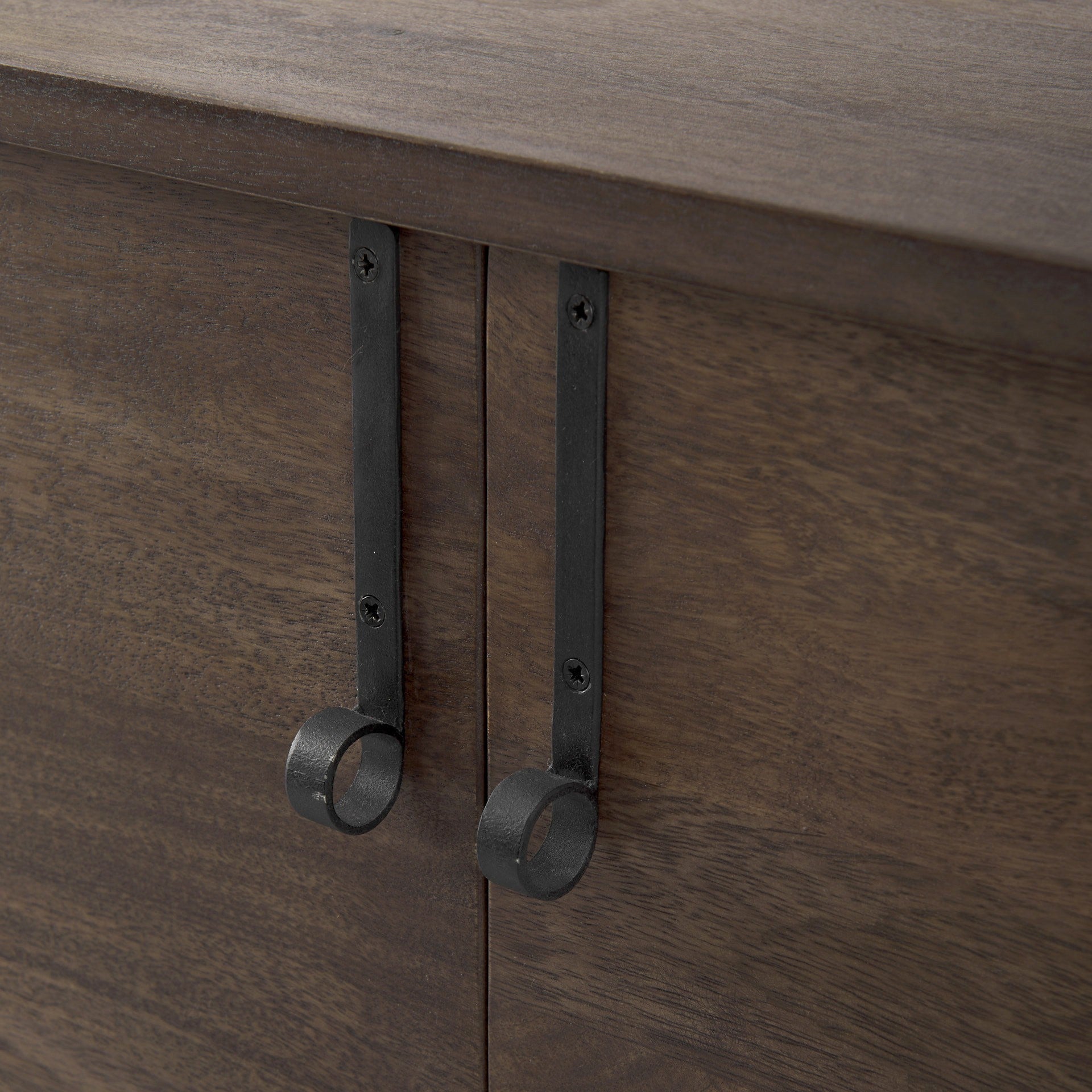 Dark Brown Two Door Cabinet With Metal Legs-6