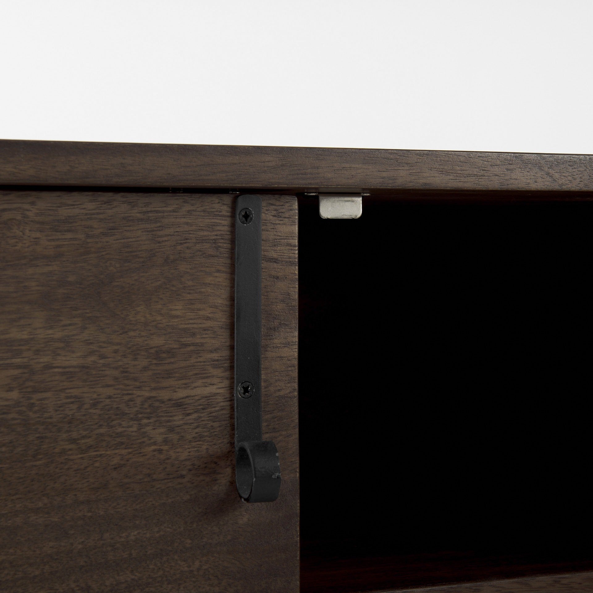 Dark Brown Two Door Cabinet With Metal Legs-7