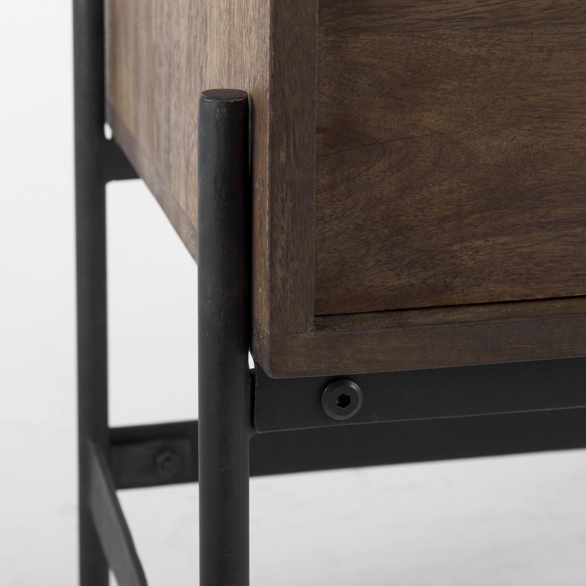 Dark Brown Two Door Cabinet With Metal Legs-8