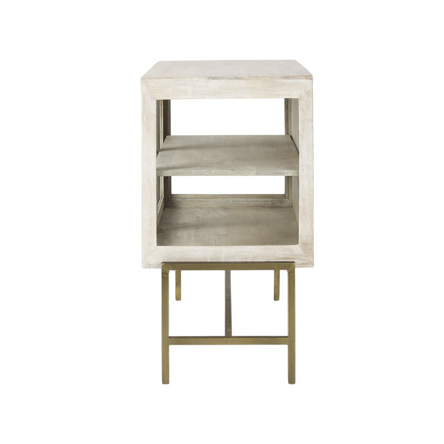 38" White Solid Wood Sideboard with Two Glass Doors-3