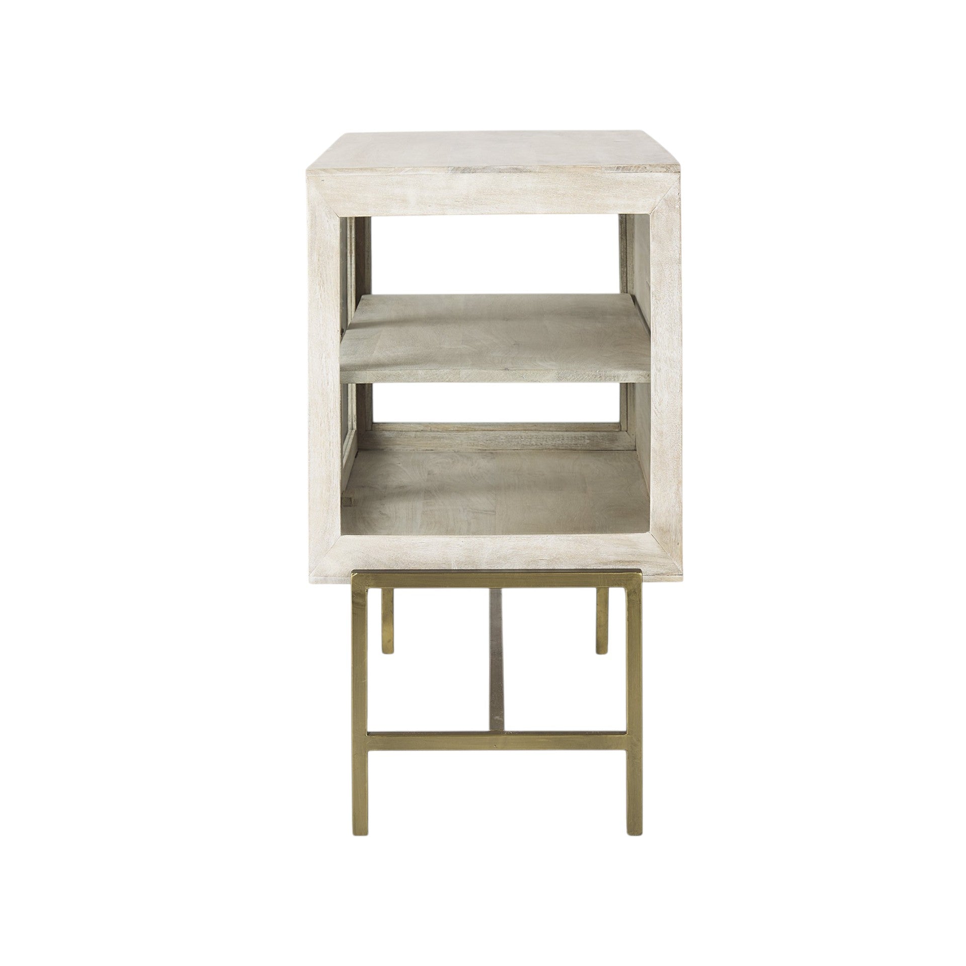 38" White Solid Wood Sideboard with Two Glass Doors-3