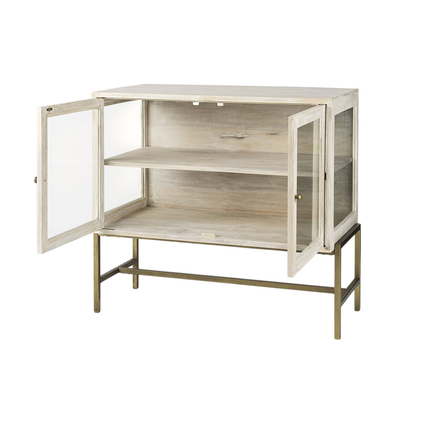 38" White Solid Wood Sideboard with Two Glass Doors-5